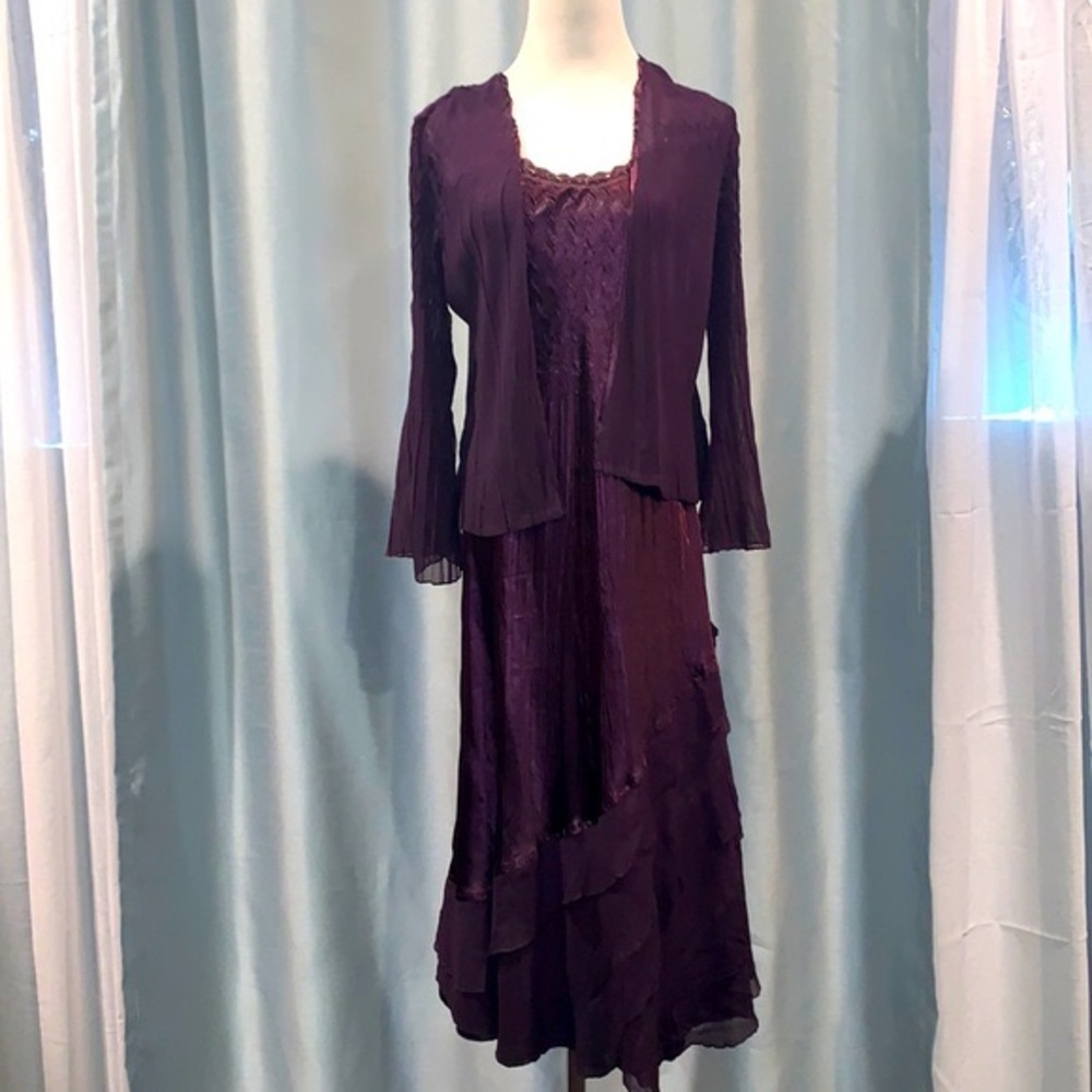 Komarov Ombre ChiffonCharmeuse Crinkle JacketDress